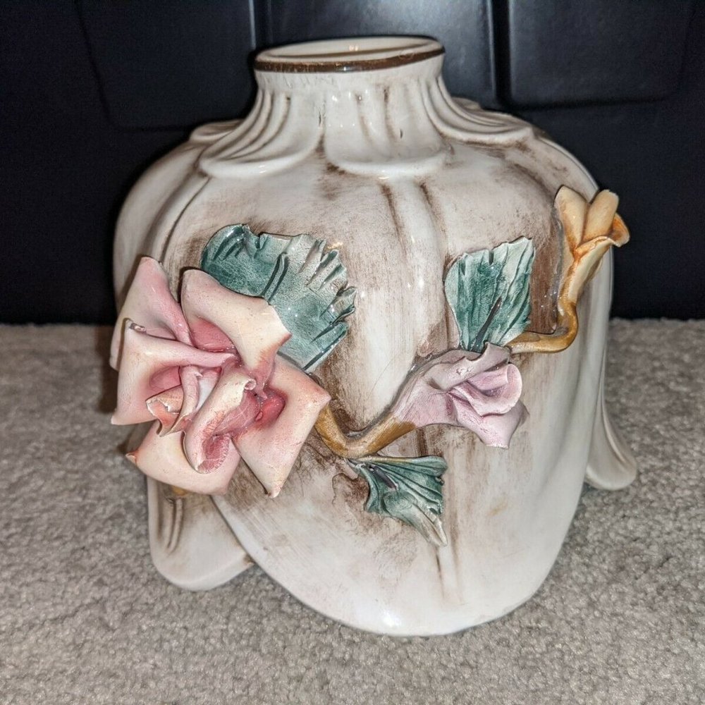 Vintage Nuova Capodimonte Flower Rose Lamp Shade M